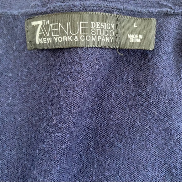 NY & Co Navy 3/4 Sleeve Button Down Cardigan - Picture 5 of 7